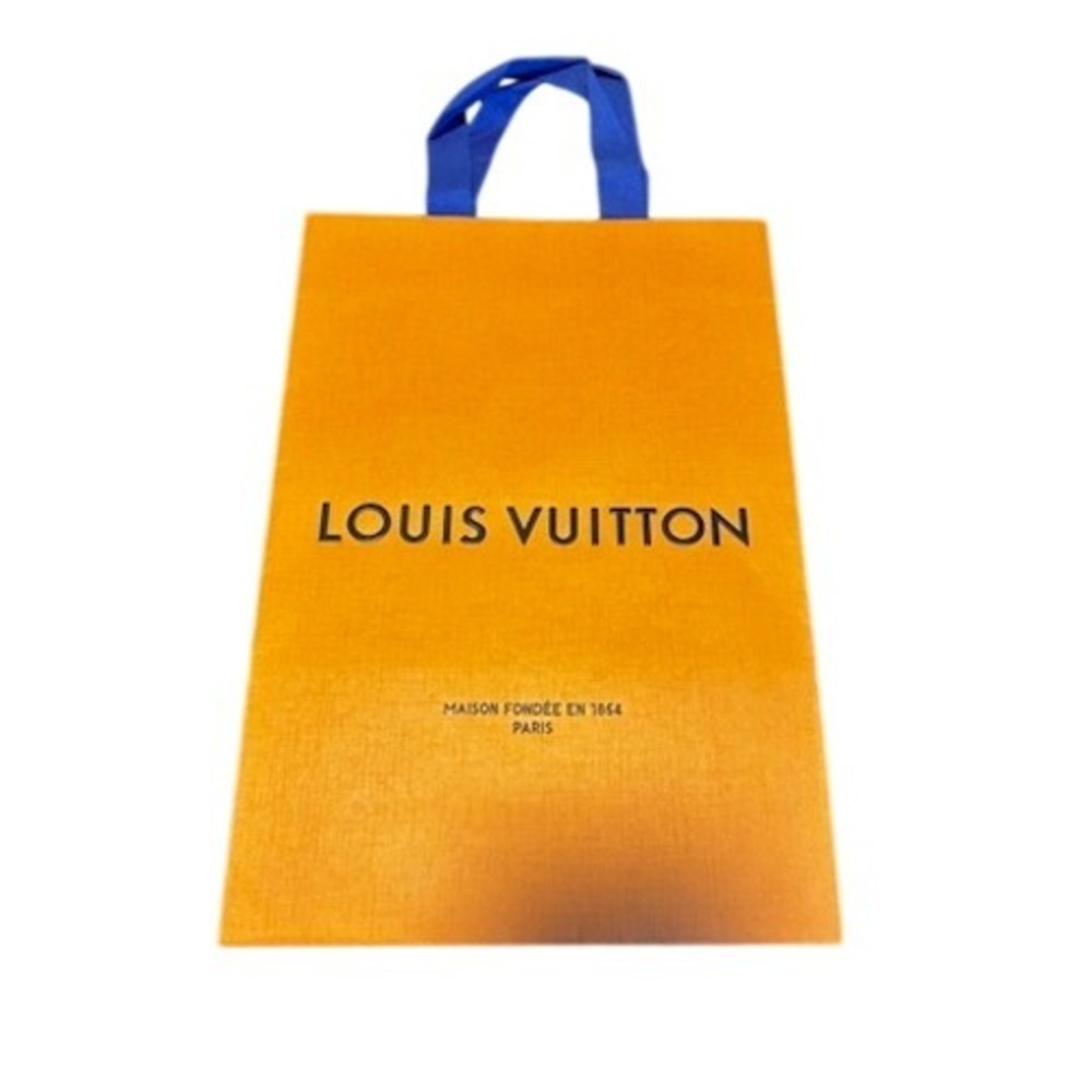 Louis Vuitton Orange Paper Shopping Bag Blue Ribbon Handles‎ Small Medium